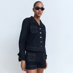 MANGO - Shorts Denim Tiro Alto Bolsillos Mujer