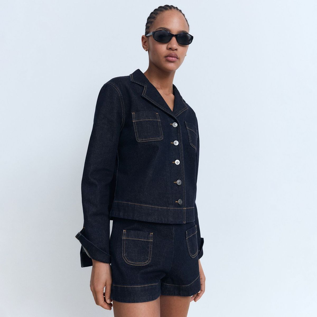 MANGO - Shorts Denim Tiro Alto Bolsillos Mujer Mango