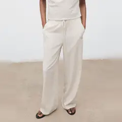 MANGO - Pantalón Recto Cordón Mujer