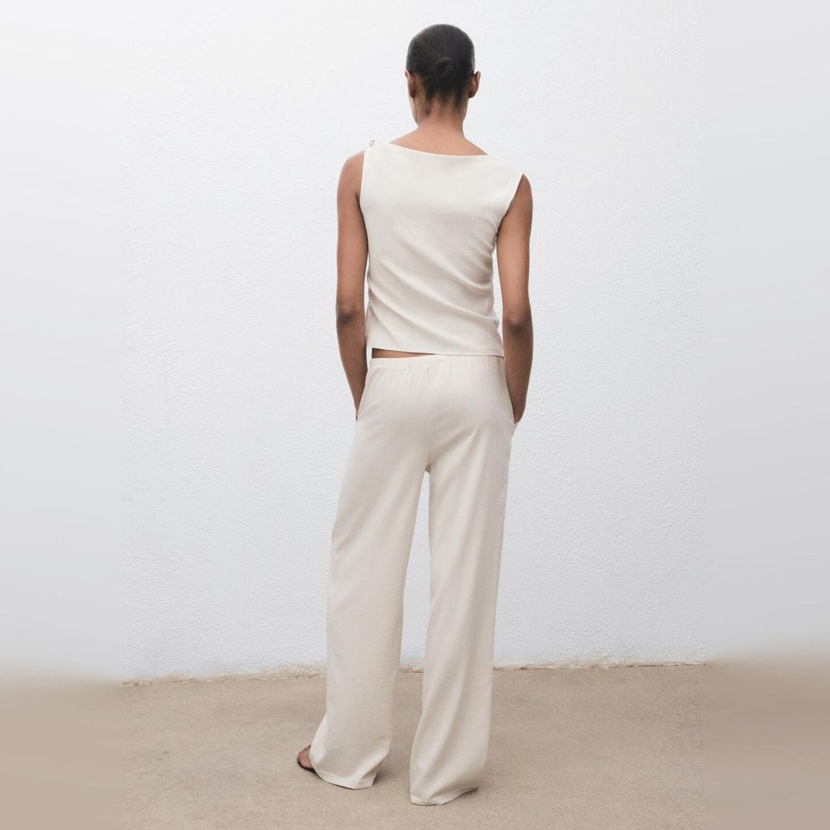 MANGO - Pantalón Recto Cordón Mujer Mango