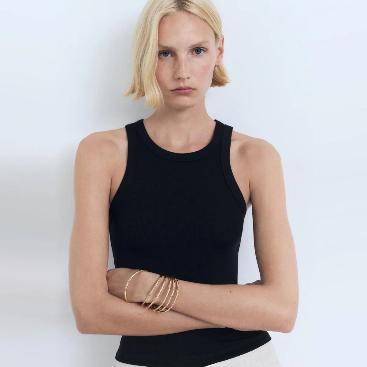 MANGO - Top Canalé Algodón Mujer Mango