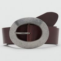 Cinturón Piel Hebilla Redonda Mujer