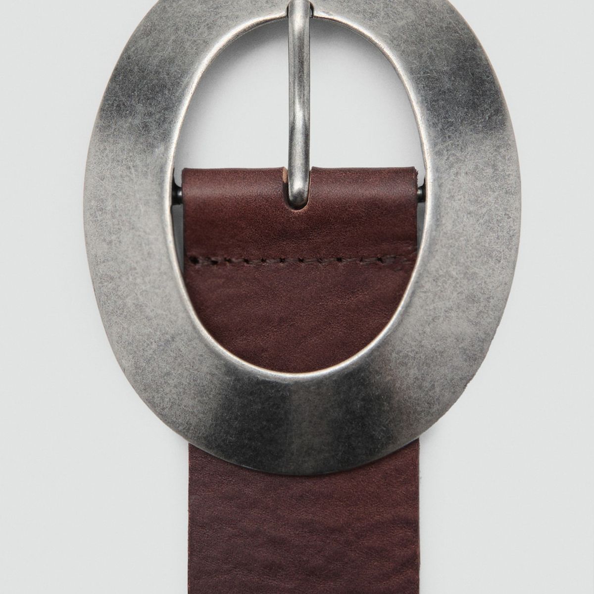 MANGO - Cinturón Piel Hebilla Redonda Mujer Mango