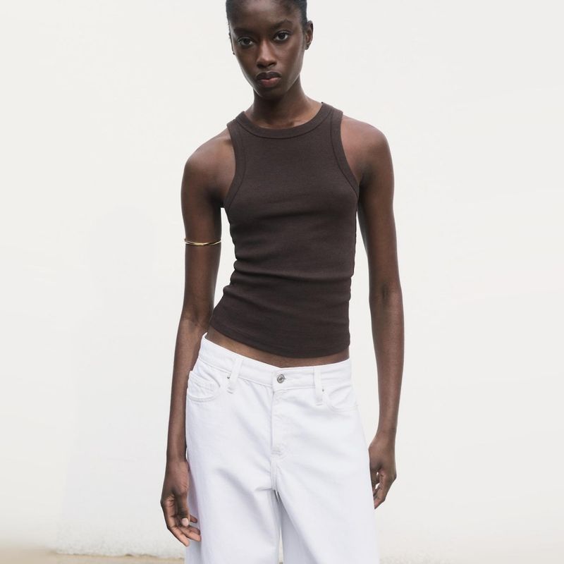 MANGO - Top Canalé Algodón Mujer Mango