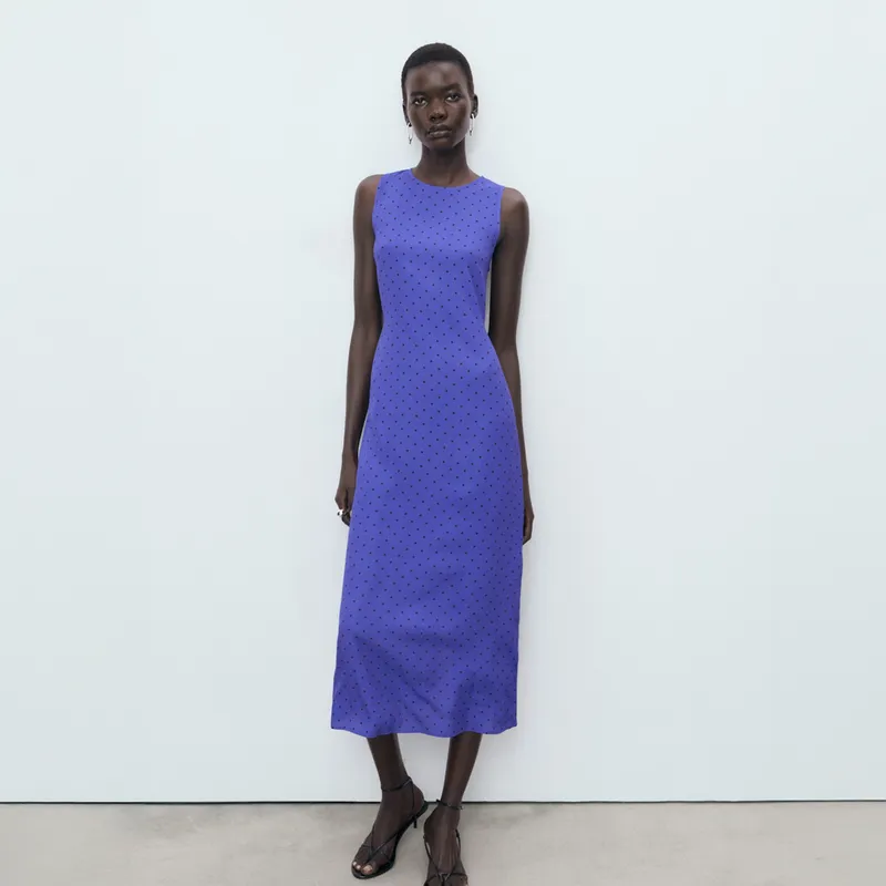 MANGO - Vestido Midi Lunares Mujer Mango