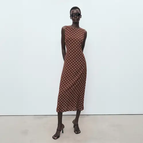 MANGO - Vestido Midi Lunares Mujer