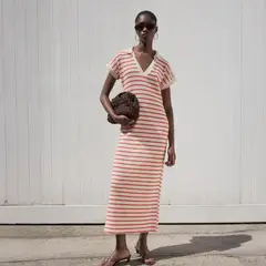 MANGO - Vestido Largo Punto Rayas Mujer