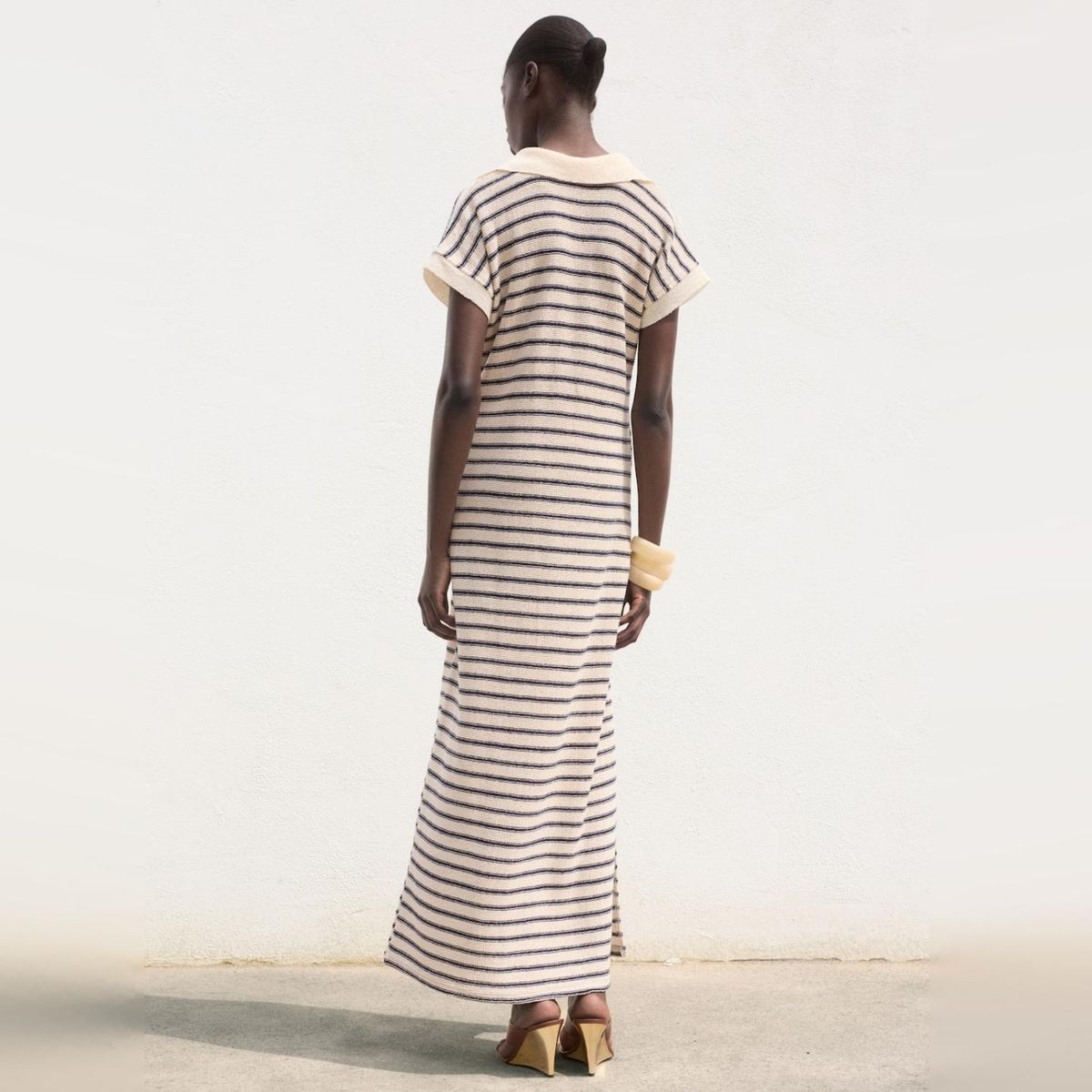 MANGO - Vestido Largo Punto Rayas Mujer Mango