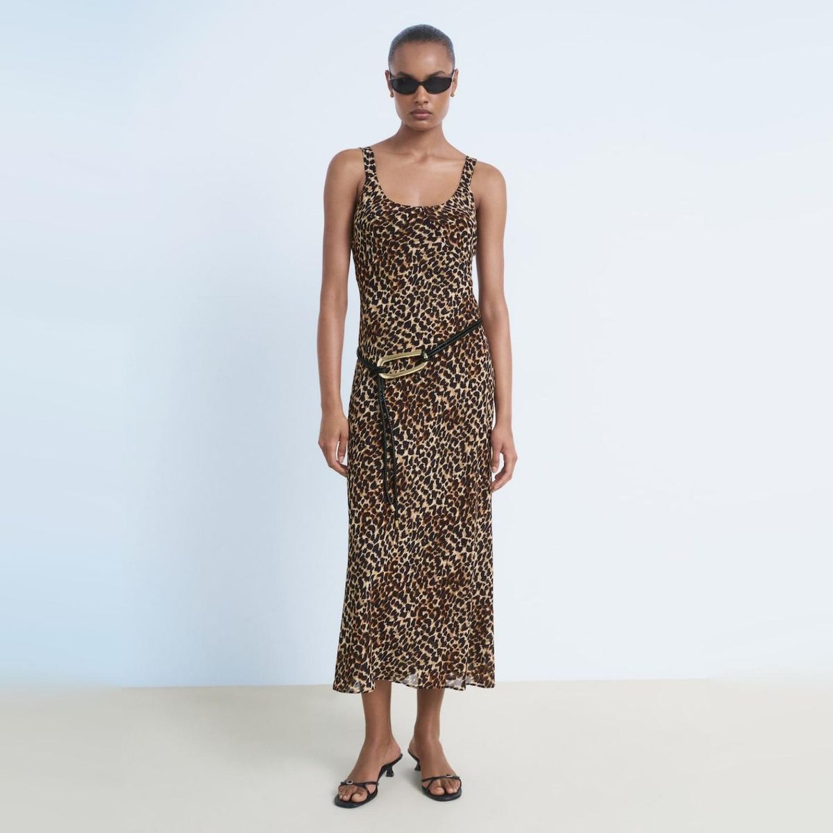 MANGO - Vestido Midi Animal Print Mujer Mango
