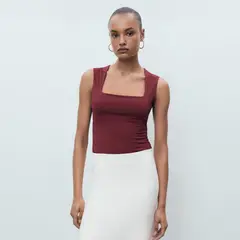 MANGO - Top Entallado Tirantes Anchos Mujer