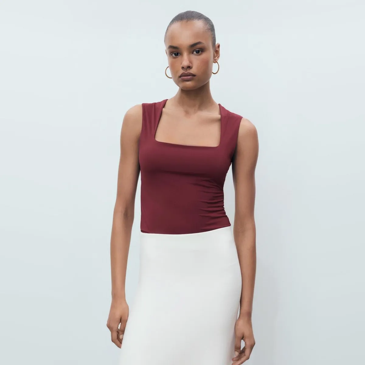 MANGO - Polera Entallado Tirantes Anchos Mujer Mango