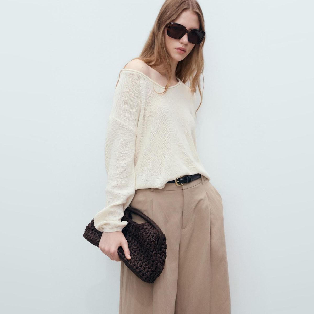 MANGO - Sweater Punto Cuello Pico Mujer Mango