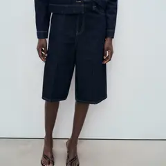 MANGO - Bermuda Jorts Denim Tiro Medio Mujer