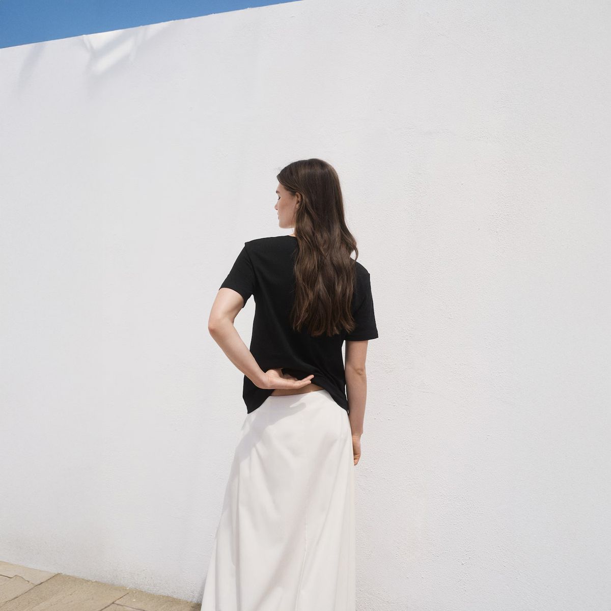 MANGO - Polera Algodón Cuello Pico Mujer Mango