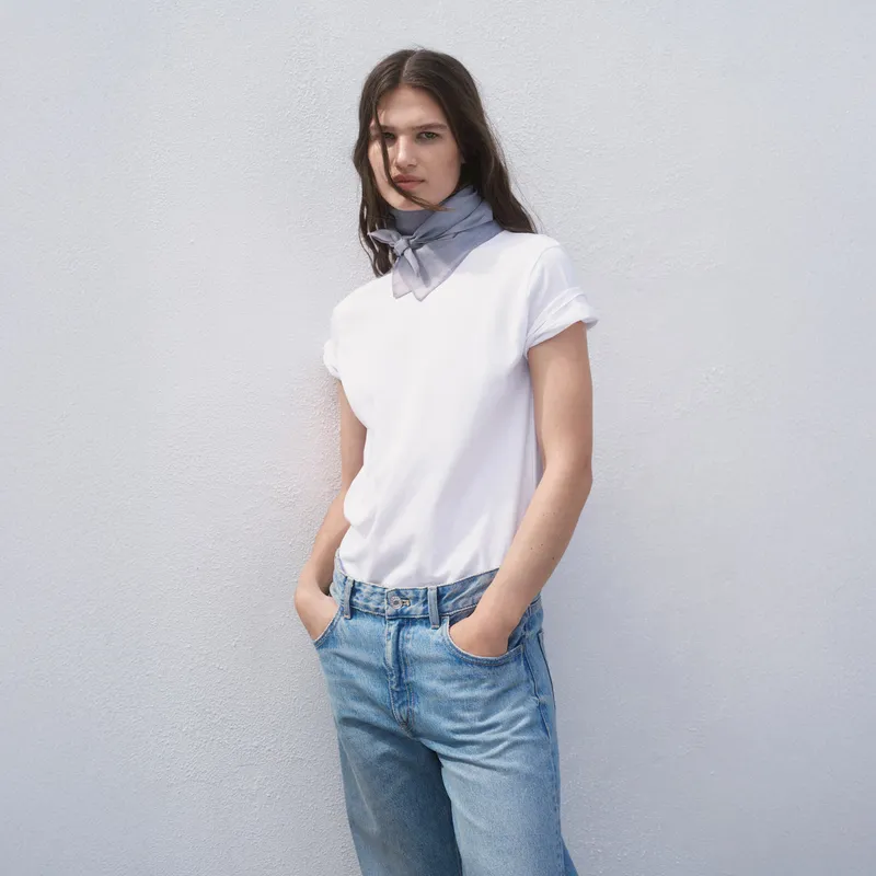 MANGO - Polera Algodón Manga Corta Mujer Mango