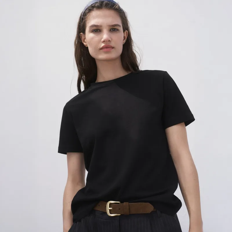 MANGO - Polera Algodón Manga Corta Mujer Mango