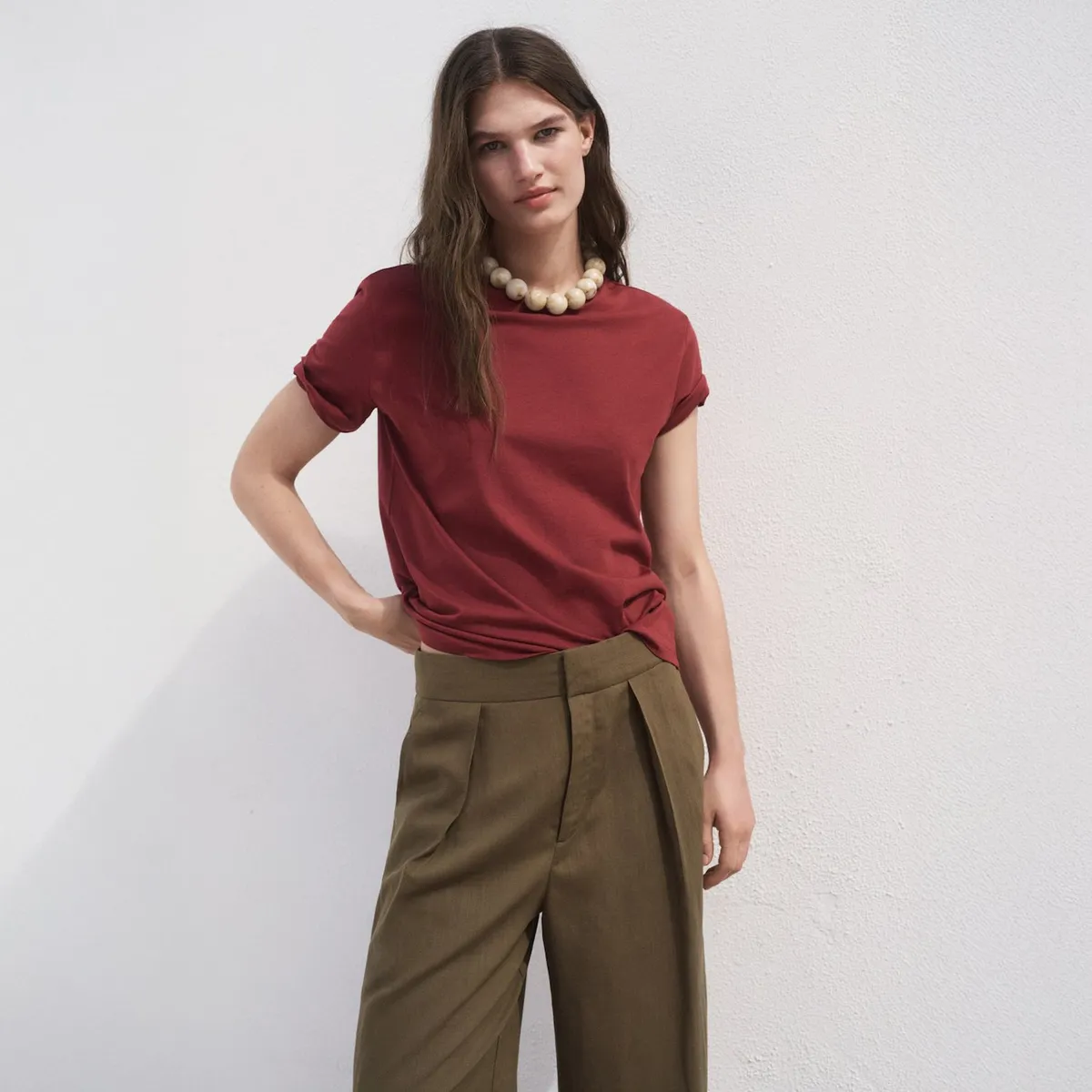 MANGO - Polera Algodón Manga Corta Mujer Mango