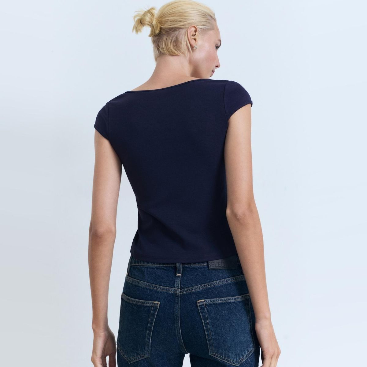 MANGO - Polera Algodón Cuello Escotado Mujer Mango