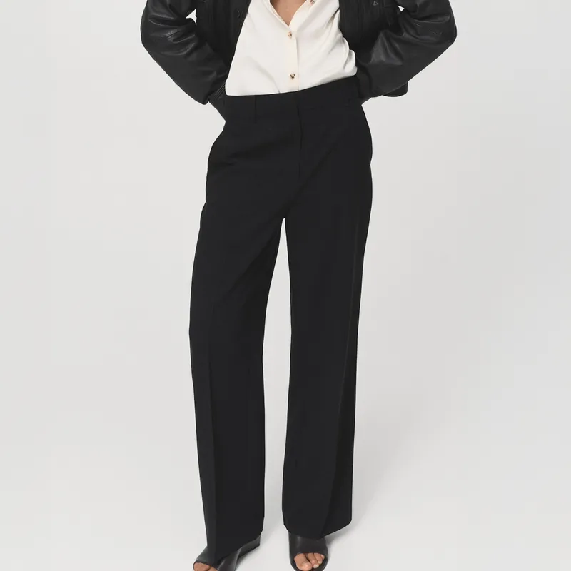 MANGO - Pantalón Recto Tiro Medio Mujer Mango