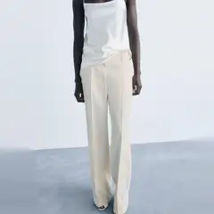 MANGO - Pantalón Recto Tiro Medio Mujer