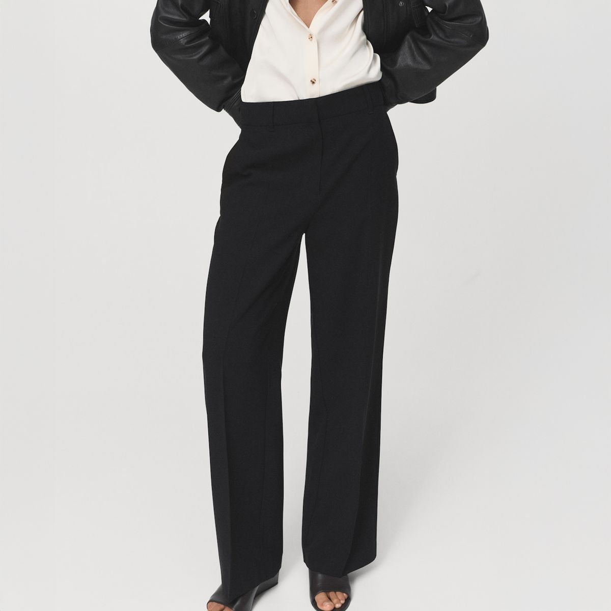 MANGO - Pantalón Recto Tiro Medio Mujer Mango