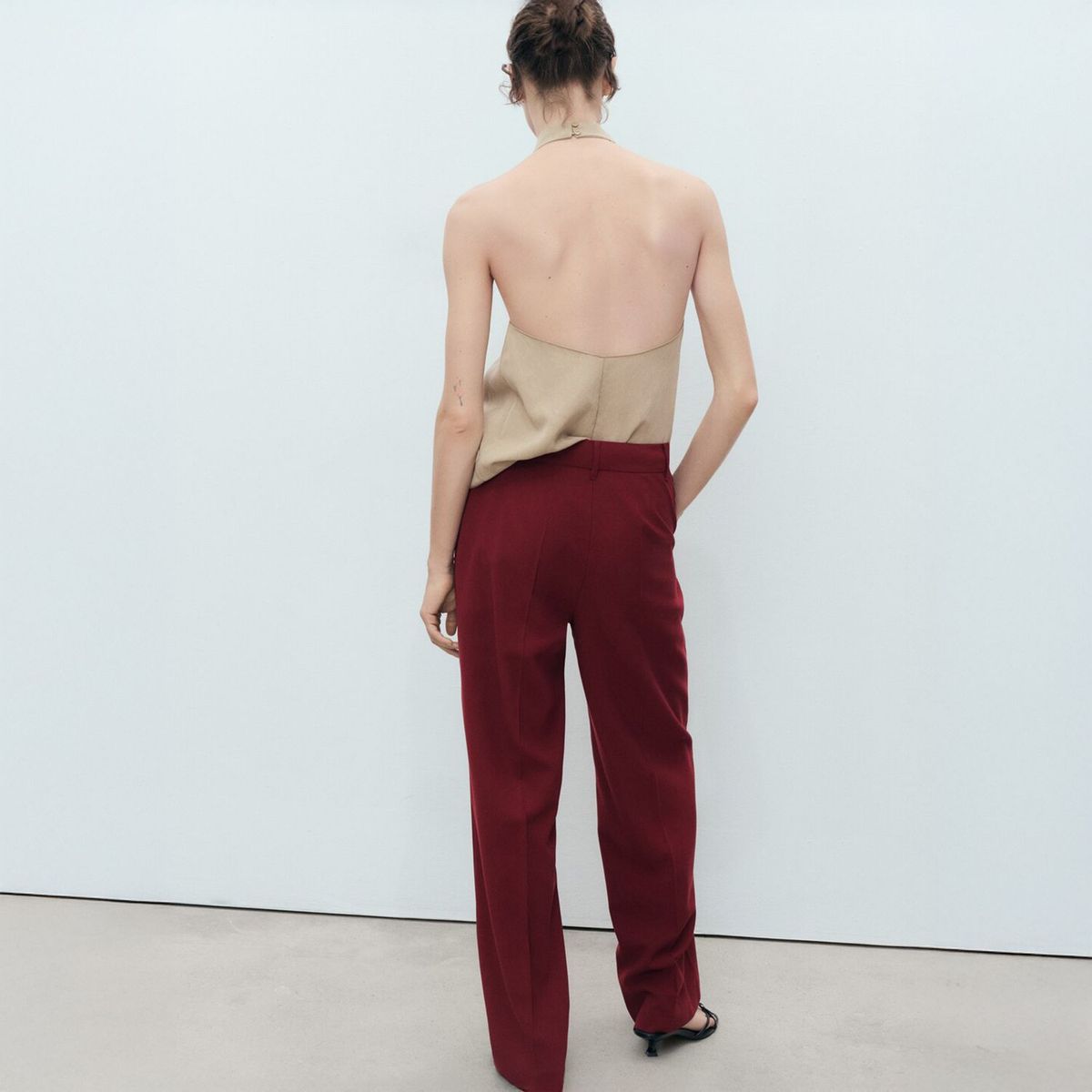 MANGO - Pantalón Recto Tiro Medio Mujer Mango