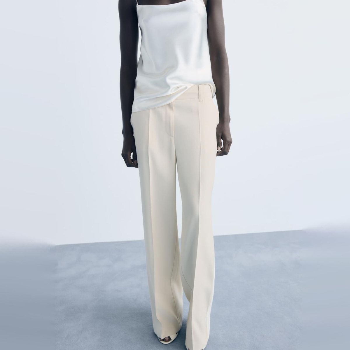 MANGO - Pantalón Recto Tiro Medio Mujer Mango