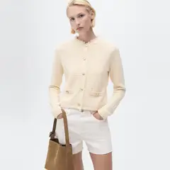 MANGO - Cárdigan Punto Terminaciones Deshilachadas Mujer