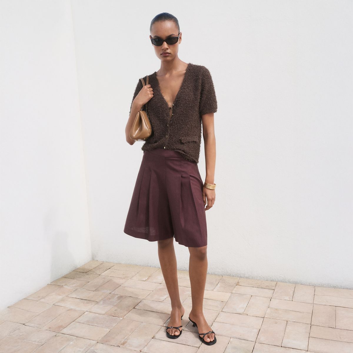 MANGO - Cárdigan Bouclé Manga Corta Mujer Mango