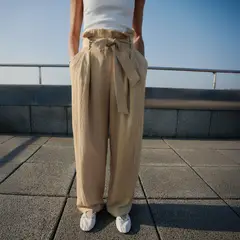 MANGO - Pantalón Lyocell Paperbag Mujer