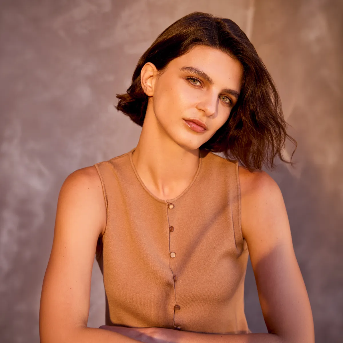 MANGO - Chaleco Punto Fino Botones Mujer Mango