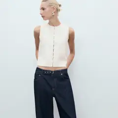 MANGO - Chaleco Punto Fino Botones Mujer