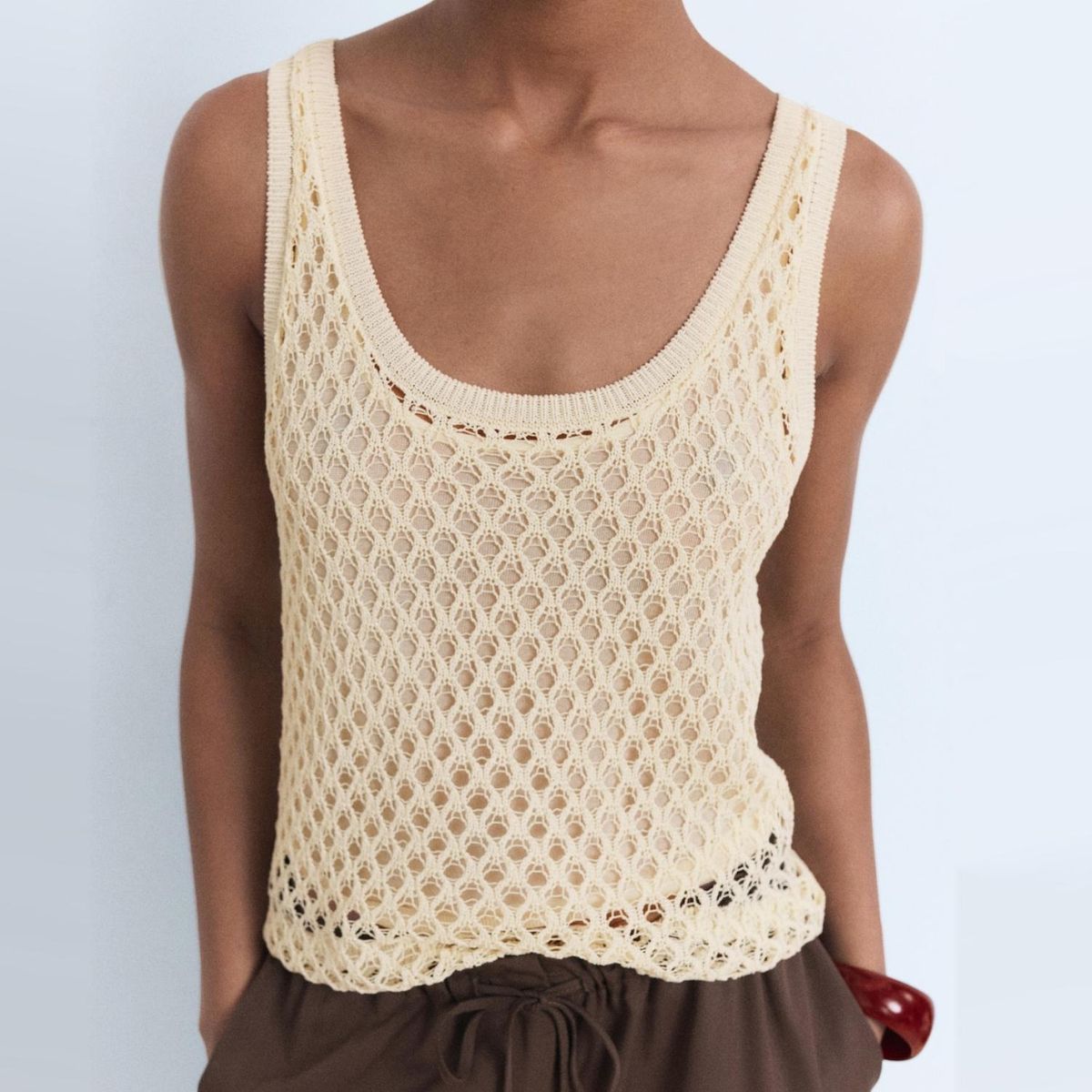 MANGO - Polera Crochet Tirantes Mujer Mango