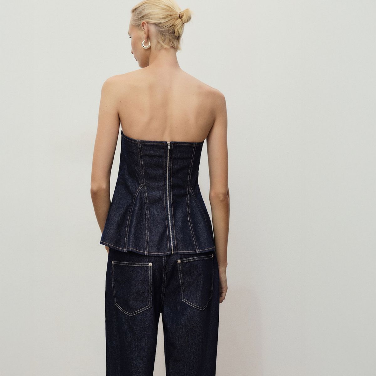 MANGO - Polera Denim Peplum Mujer Mango