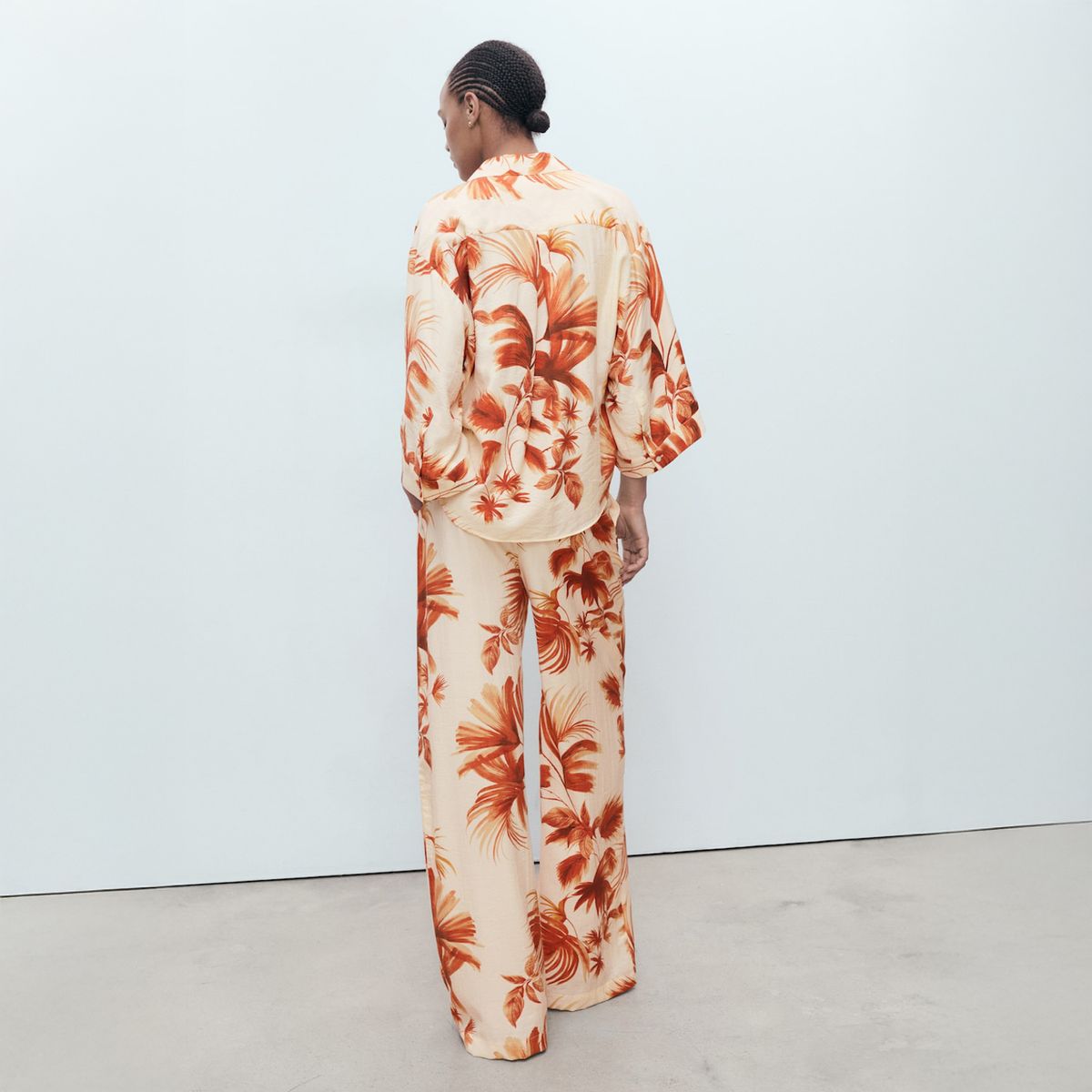 MANGO - Blusa Palmeras Manga Tres Cuartos Mujer Mango