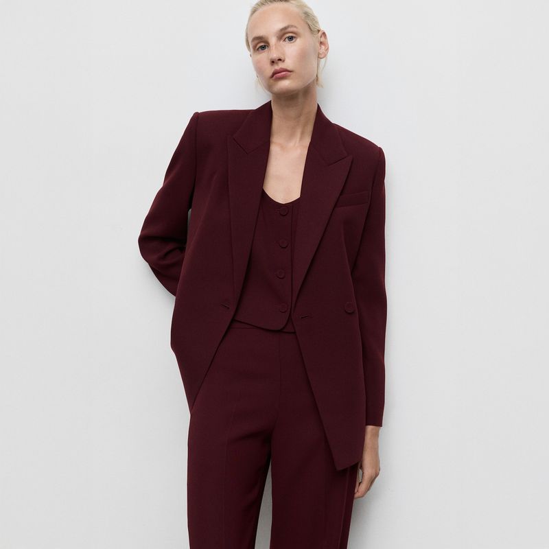 MANGO - Blazer Traje Cruzada Mujer Mango