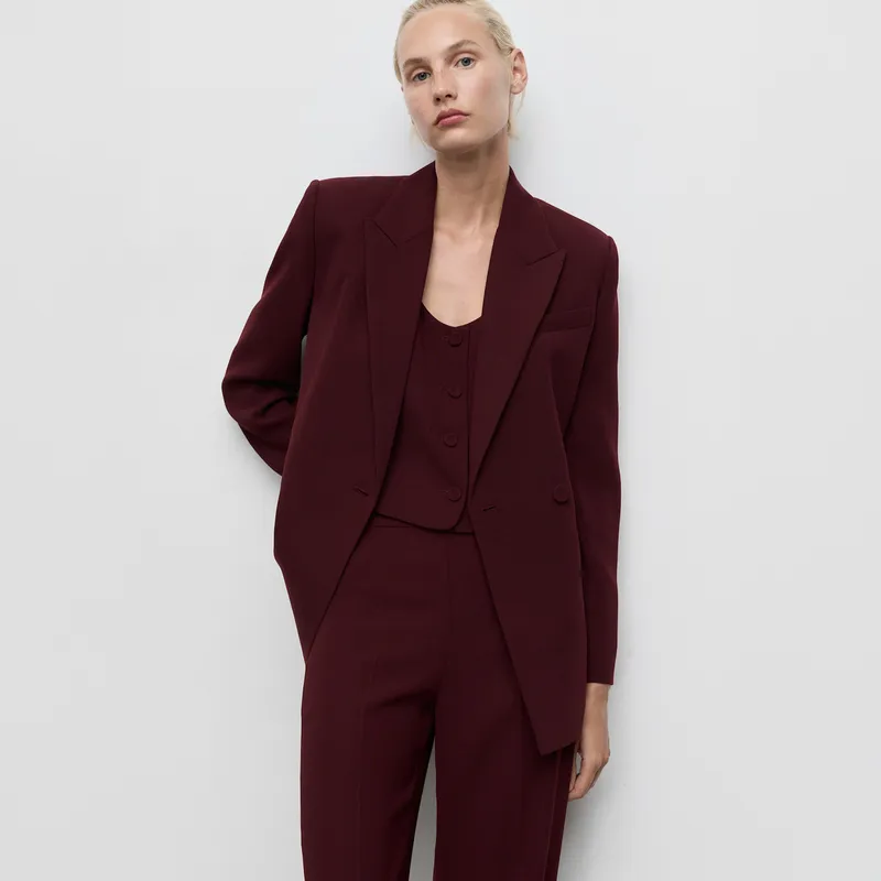 MANGO - Blazer Traje Cruzada Mujer Mango