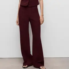MANGO - Pantalón Recto Traje Tiro Medio Mujer