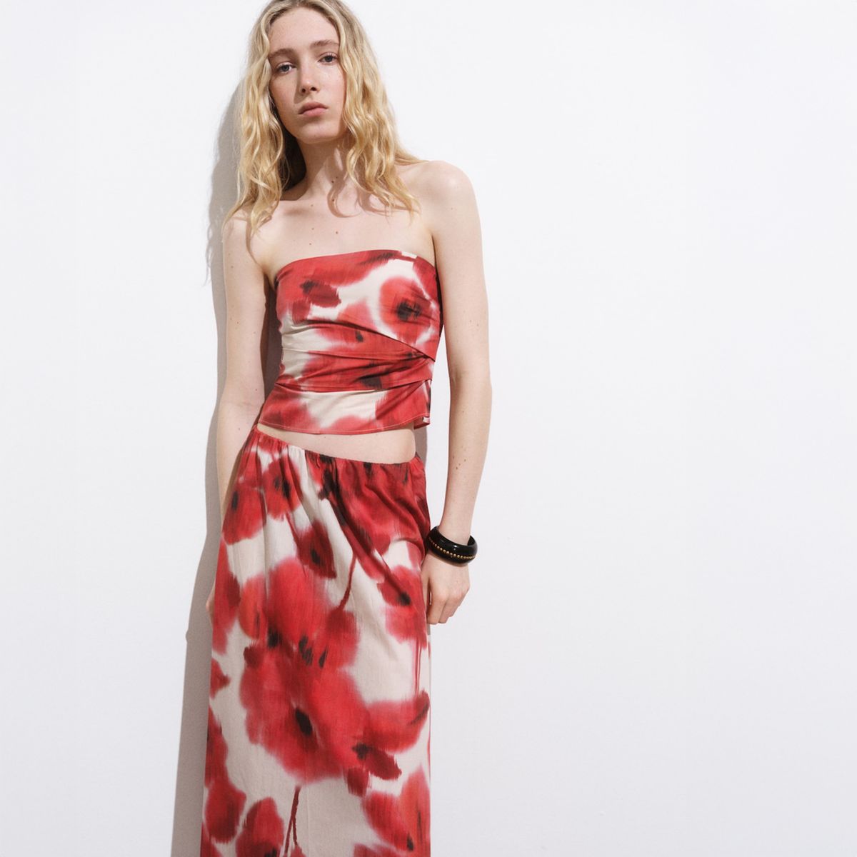 MANGO - Polera Bandeau Estampado Floral Mujer Mango