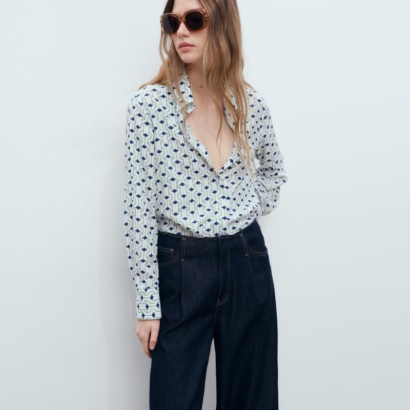 MANGO - Camisa Estampado Geométrico Mujer Mango