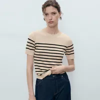 Sweater Punto Fino Manga Corta Mujer