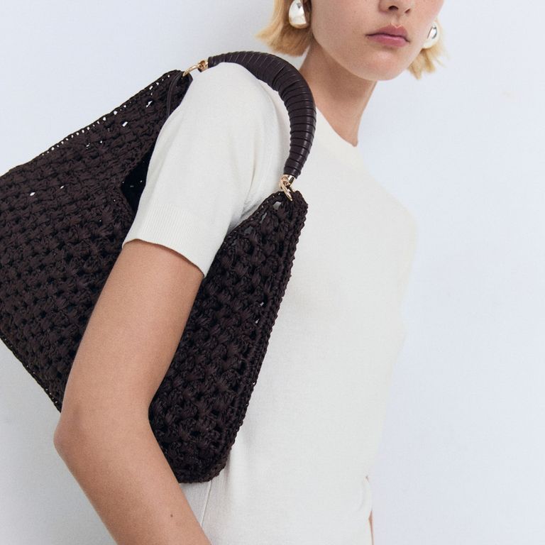 MANGO Sweater Punto Fino Manga Corta Mujer