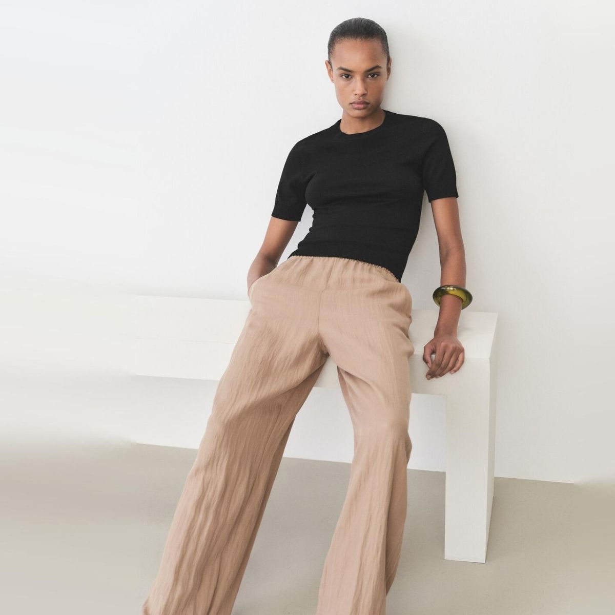 MANGO - Sweater Punto Fino Manga Corta Mujer Mango