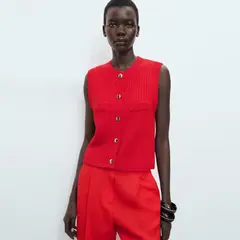 MANGO - Chaleco Punto Grueso Botones Mujer