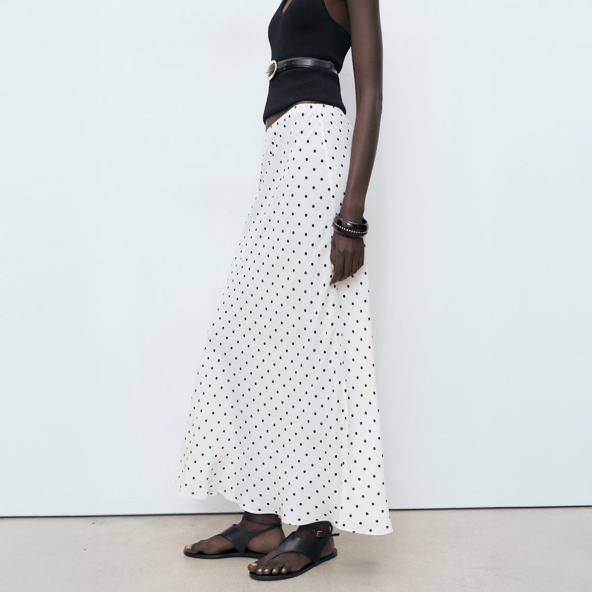 MANGO - Falda Larga Lunares Mujer Mango