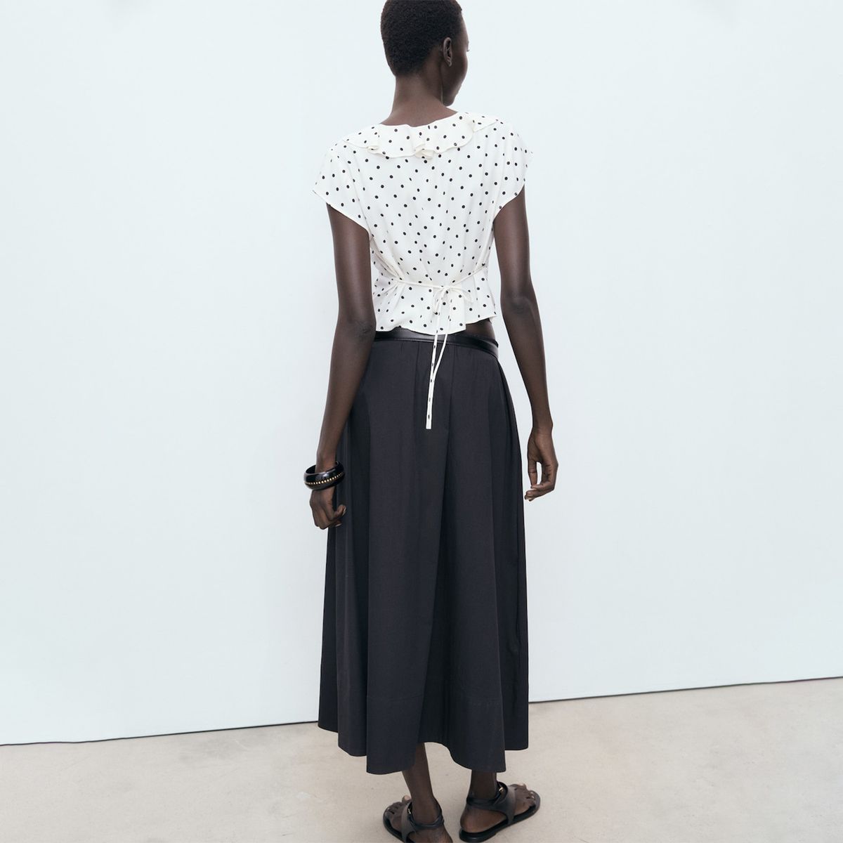 MANGO - Blusa Lunares Volante Mujer Mango