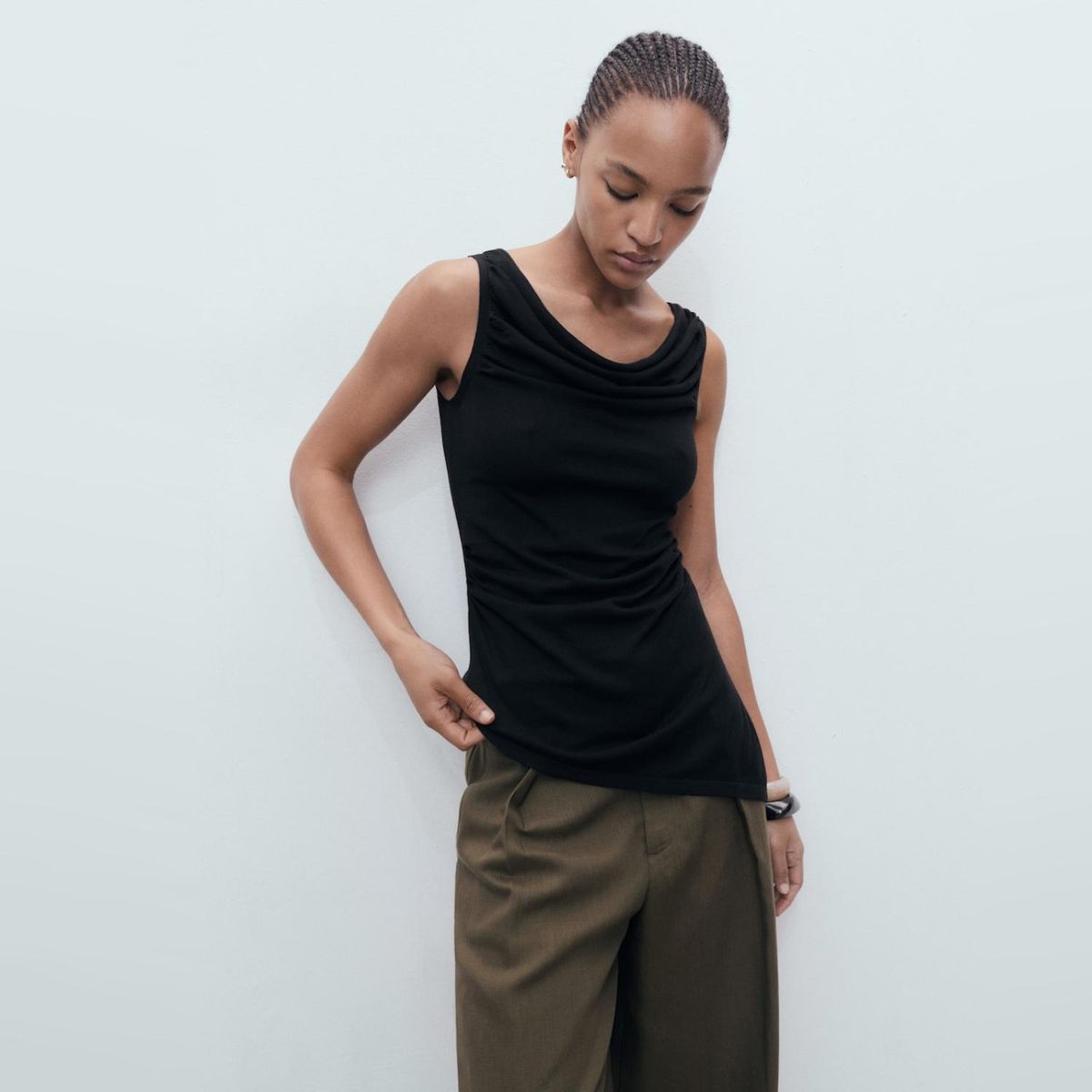 MANGO - Polera Punto Drapeado Mujer Mango