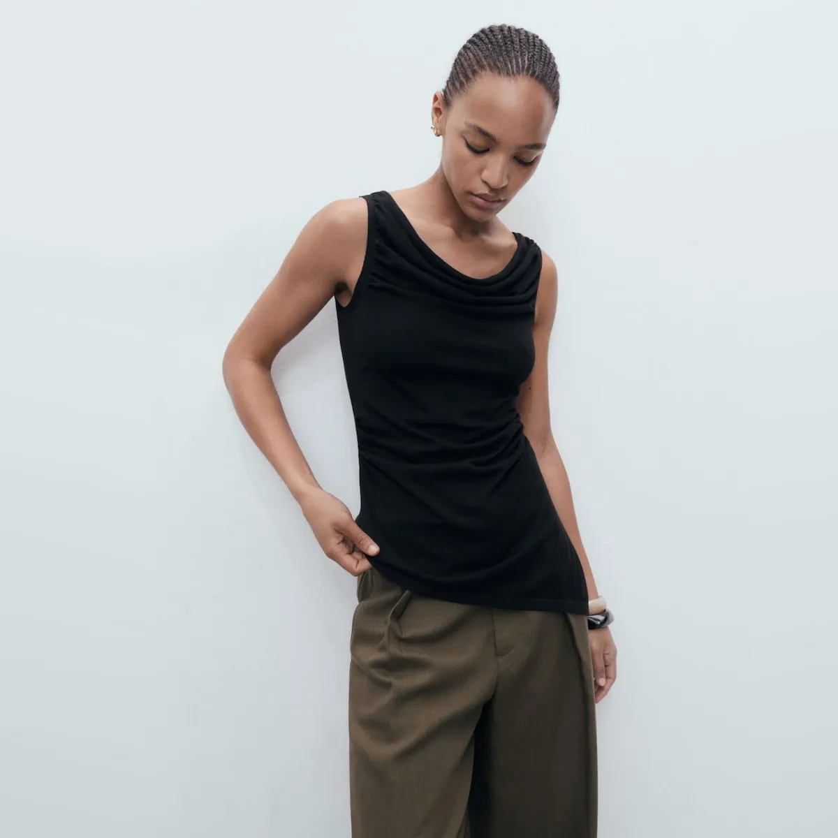 MANGO - Polera Punto Drapeado Mujer Mango