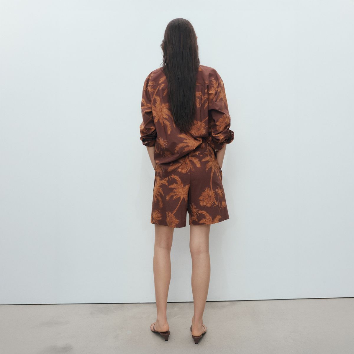 MANGO - Bermudas Algodón Estampado Palmeras Mujer Mango