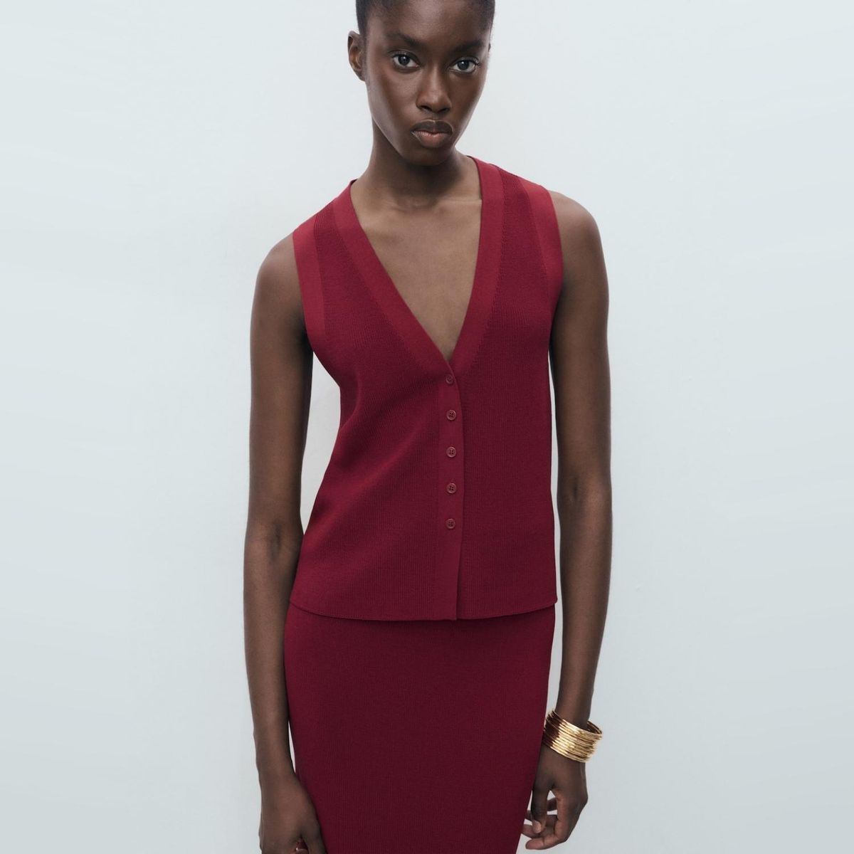 MANGO - Chaleco Punto Fino Mujer Mango